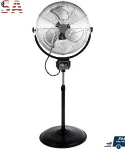 20 Inch Industrial Grade Oscillating Stand Fan High Velocity Metal Construction Adjustable Height Powerful Motor 3 Speed - AliExpress 6