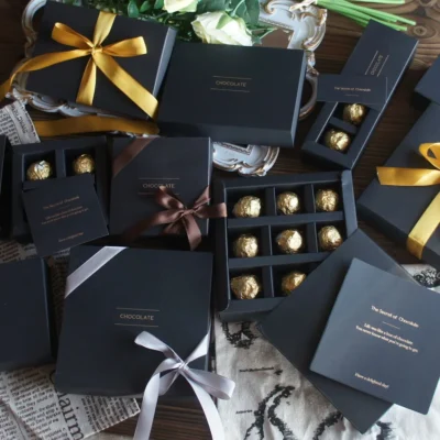 4 size choose 10set Elegant Valentine Chocolate Paper Box Gold Black Design Wedding Christmas Birthday Candy Packaging - AliExpress