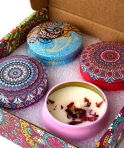 4PCS/Set Scented Candle Box Vintage Flower Rose Lavender Candle Jars Soy Wax Fragrance Candles Wedding Birthday Gift Home Decor - AliExpress