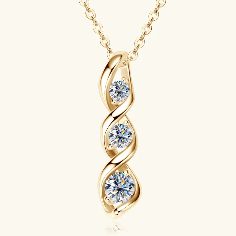 3 Stone Infinity Pendant Necklace for Women 925 Sterling Silver D0.70CT D Moissanite Necklace 2024 New Trend Jewelry Certificate