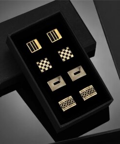 4 Pair Cufflinks For Mens With Gift Box Man Shirt Cufflinks Wedding Guests Gifts Men Gift For Husband Business Tie Clip T0204022