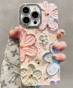 Luxury Flowers Glitter Laser Phone Case For iPhone 16 Pro Max 15 14 Plus 13 12 11 Diamond Soft Shockproof Lens protection Cover - AliExpress