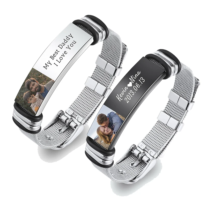 Best Jewelry Birthday Gifts for Son : Unique and Thoughtful Gift Ideas to Celebrate His Special Day Custom Photo text Bracelet Personalized Picture text Bracelet Memorial Bracelets Custom Family Friends photos Gift for Men Women