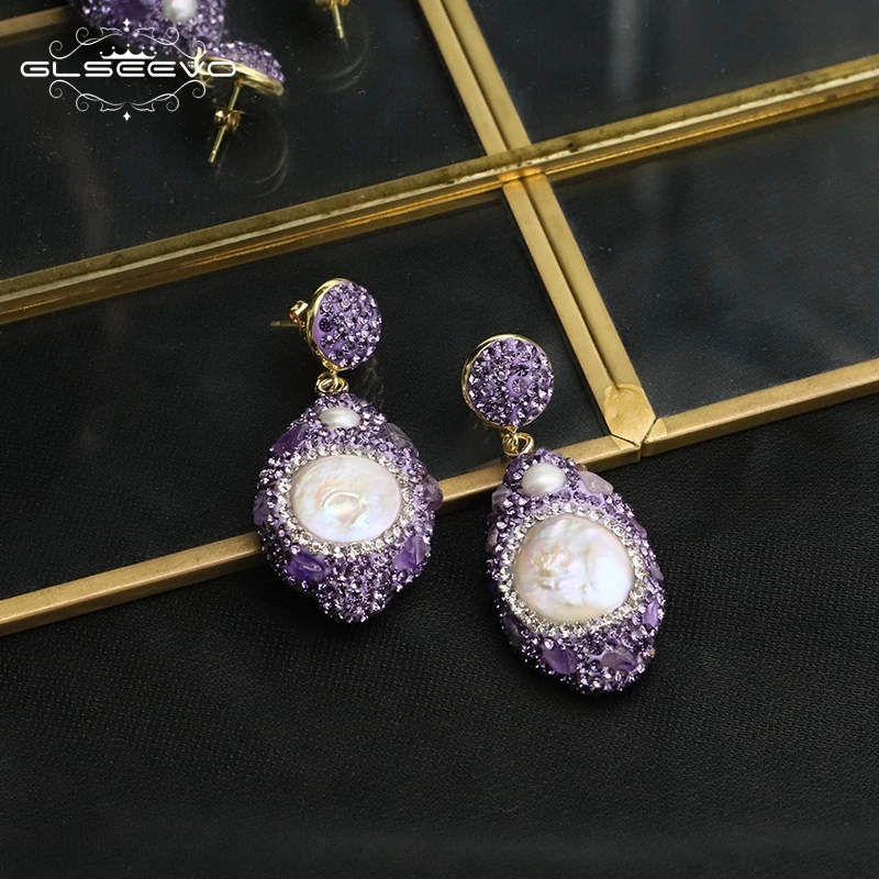 GLSEEVO Original Jewelry Earring Vintage Baroque Pearl Pendant Earrings Delicate Pear Fashion Jewelry Daily Party Earrings