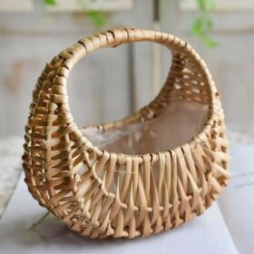 Half Moon Rattan Woven Storage Basket