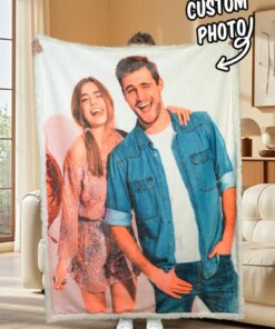 1pc Custom Photo Fleece Blanket Personalized Plush Throw 4 Styles Soft Warm Microfiber Winter Gift For Couple Family Him Her